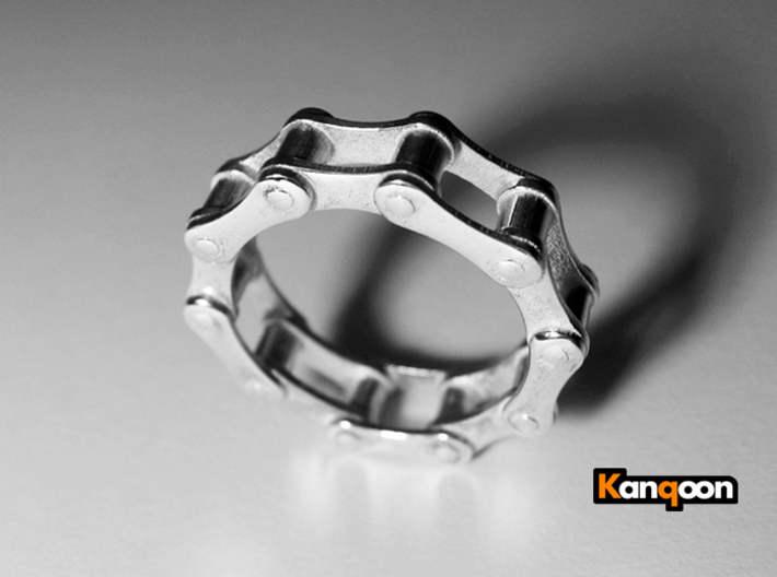 Violetta S. - Bicycle Chain Ring 3d printed Preversion Polished Silver printed in US 7 - All plates now a little bit thicker to the  inside -see in  all other pictures