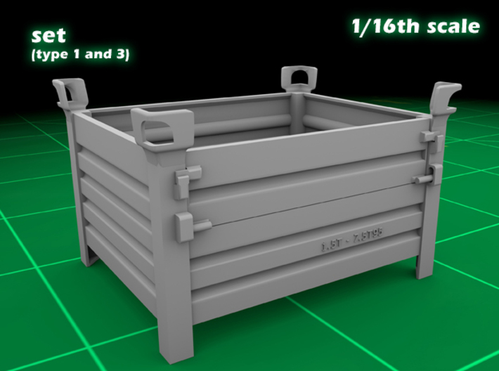 Stackable container (type 1&3 (big set) 1/16) 3d printed 