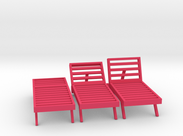 Poolside Chairs (3x), 1:48 dollhouse / O scale 3d printed