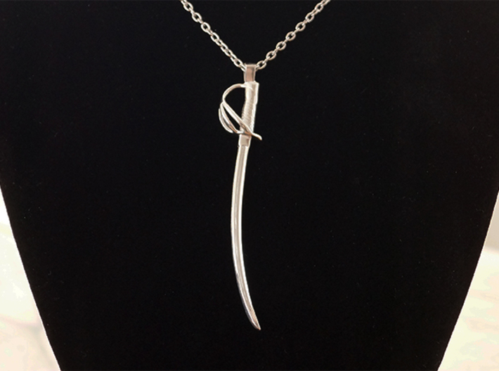 The Lieutenant - US Cavalry Saber Pendant 3d printed Polished Sterling Silver - Perfect for gifts