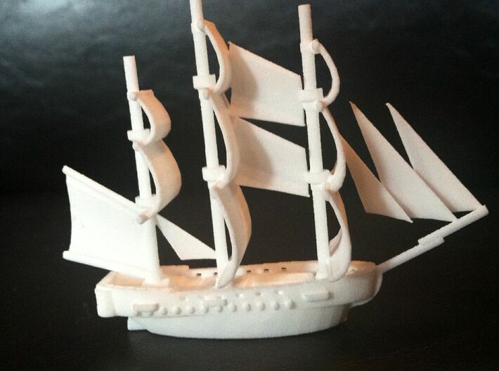 HMS Surprise ~1/700 scale 3d printed With quarter for scale