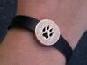 Band Charm round - Wolf Paw print 3d printed Example on a leather bracelet