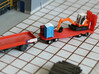 N Scale Construction Equipment Trailer 3d printed Trailer, painted, in Frosted Ultra Detail with a generator, mobile toilet and Wiking excavator.