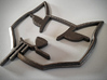 Stalker Cat Badge, Hood Curved 3d printed Photo of Badge in Polished Grey Steel