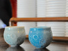 "Moon Shot" Espresso Cup 3d printed Gloss celadon green (left) and gloss blue (right) visit the local coffee shop.
