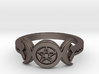 Triple Moon Pentacle Decorated Band Ring Size 8 3d printed 