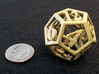12 Sided Die 3d printed White strong painted gold
