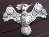 Steampunk Bird Pendant 3d printed Shown in Silver Glossy