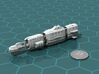 USASF Crockett class Battleship 3d printed Render of the model, with a virtual quarter for scale.