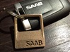 SAAB - Key Ring Pendant Bottle Opener 3d printed Saab in Stainless Steel attached to Saab Key Fob