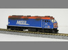 N Scale EMD F40PHM-2 (Metra) 3d printed Model built and painted by custom modeler Jeff King of MilwaukeeRoadTrainShop.com.  Photo by Jeff King.
