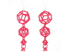 Platonic Progression Earrings - Clean 3d printed Earrings printed in Pink Strong and Flexible, with earwires added