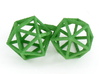 Icosahedron Earrings, clean style 3d printed Earrings printed in Green Strong and Flexible, shown looped