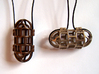Pendant Cage 3d printed In Polished Bronze Steel and Stainless Steel