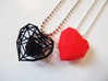 Heart Facet Pendant 3d printed Red solid heart + Black wireframe version
