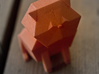 Folded Sculpture Dogs, Pugs 3d printed Strong flexible plastic in orange, closeup view at face