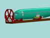 HO 1/87 Boeing 737-400 Fuselage 3d printed A CAD image of the fuselage on a flatcar with the Icebreaker and Cradles.