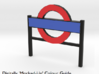 4mm Scale London Underground Platform Sign 3d printed A mocked-up image, showing the three Strong & Flexible materials, and which parts of the sign each colour can be used for.
