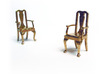 Pair of 1:48 Queen Anne Chairs, with arms 3d printed Printed in Raw Brass