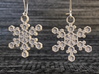 Crystal Snowflake Earrings 3d printed Pair of "Crystal" Snowflake Earrings in Metallic Plastic