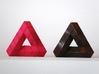 Impossible Triangle, Cubed & Compact 3d printed Hot Pink Strong & Flexible, Matte Bronze Steel