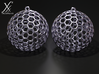 Polyhedron Cage Earring 3d printed Silver, cycle render.