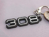 KEYCHAIN LOGO 308 3d printed Keychain with the Ferrari 308 logo in Black Steel with white plastic inserts