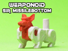 Sir Missilebottom (Corgi) Transforming Weaponoid 3d printed White strong and flexible print, hand painted.