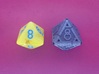 Vertex Dice RPG Set and Singles 3d printed With standard d8 for size comparision. And a bit of handpolishing.