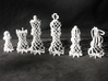 Twisted Chess 3d printed Image only shows one of each but the set comes with one king, one queen, two bishops, two knights, two rooks, and eight pawns.