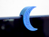 Crescent Moon Webcam Privacy Shade / Cover / Charm 3d printed Fits on device / laptops lid with max. thickness of approx .375". You can add a felt inner layer for a perfect and soft fit on narrower tablets and laptop lids - for example this image shows  prototype* of moon on a laptop with lid thickness of about .25"