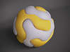 Gyroid Double Sphere 3d printed White Strong and Flexible and Yellow Strong And Flexible shown here for contrast.