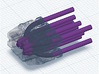 Rebellious Spaceship, 1:2700 3d printed The purple lines represent where fibres can be threaded through the engine block.