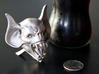 Vampire Head Bottle Opener (stand) 3d printed Vamp Head Bottle Opener on Stand with bottle and coin for scale reference.