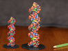 DNA Molecule Model Upright 3d printed Centre: Size Large, Coated Full Color Sandstone. Left: Size standard, uncoated Full Color Sandstone.