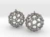 BuckyBall C60 Earring, Silver, 1.7cm. 2 Pieces. 3d printed 