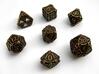 Large Premier Dice Set with Decader 3d printed In antique bronze glossy and inked
