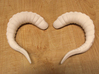 Fantasy Ram Horns 3d printed Actual 3D print using white strong flexible plastic.  