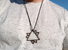 60 Degree Pendant 3d printed Overlapping Triangles Pendant in Polished Bronze Steel