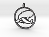 Nursing Baby Whale with Mama; pendant 3d printed Polished Grey Steel