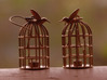 Flown the coop 3d printed Bird cage earrings printed in bronze