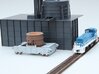 N-scale 250t Ladle Transfer Car 3d printed 250 ton Ladle Transfer Car shown with ladle (not included) and Walthers Cornerstone Electric Furnace as a background for size reference.