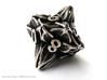 Floral Dice – D10 Gaming die 3d printed Stainless steel 'inked' in black