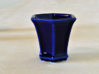Hexagonal Bonsai-Style Shot Glass 3d printed Shown in Cobalt Blue glaze