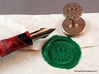 Holly Wreath Wax Seal 3d printed Holly Wreath wax seal with impression and fountain pen for scale.  