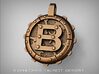 Steampunk Monogram Pendant "B" 3d printed ZBrush Rendering approximating a bronze finish. Actual Bronze finish may look a bit different.