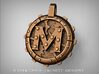 Steampunk Monogram Pendant "M" 3d printed ZBrush Rendering approximating a bronze finish. Actual Bronze finish may look a bit different.