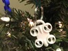 Minature Drone Ornament 3d printed White Keychain shown being used as a Christmas tree ornament.  Key ring not included with purchase.
