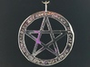 Pentacle pendant - Goddess chant 3d printed Goddess names pendant in rhodium-plating over polished brass.