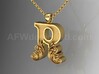 Scroll Letter R – Initial Letter Pendant 3d printed Scroll Letter R Gold